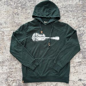 Ten Tree Guitar Lake Reflection Graphic Hoodie Dark Green Men’s Medium